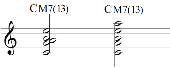 楽譜：CM7(13)（ドソラシミ）CM7(13)（ドソシミラ）ボイシングの工夫