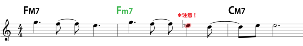 楽譜：E♭を含んだ例