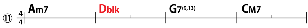 例11)Am7→Dblk→G7(9,13)→CM7