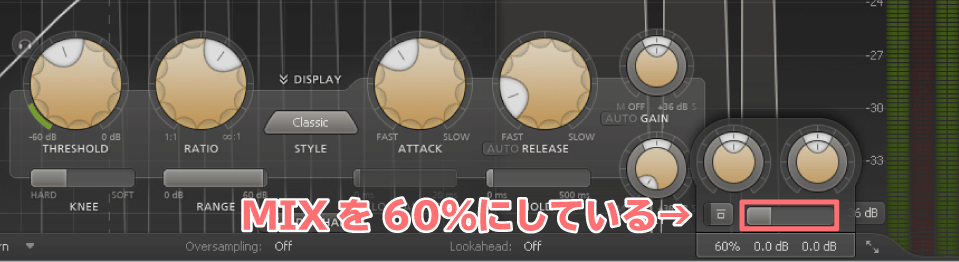 MIXをを60％にしている。