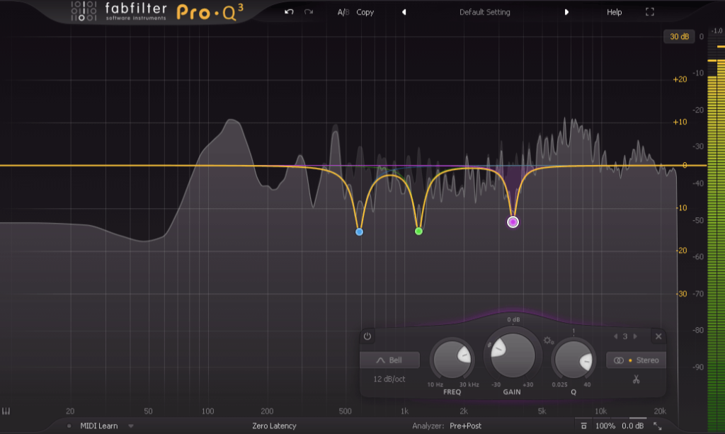 Pro-Q3のスペクトラムグラブのEQ操作