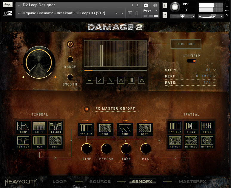 Damage2のLoop DesignerのSend FX