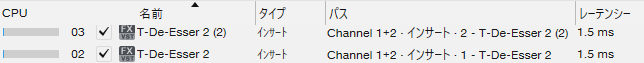 T-De-Esser2のCPU負荷