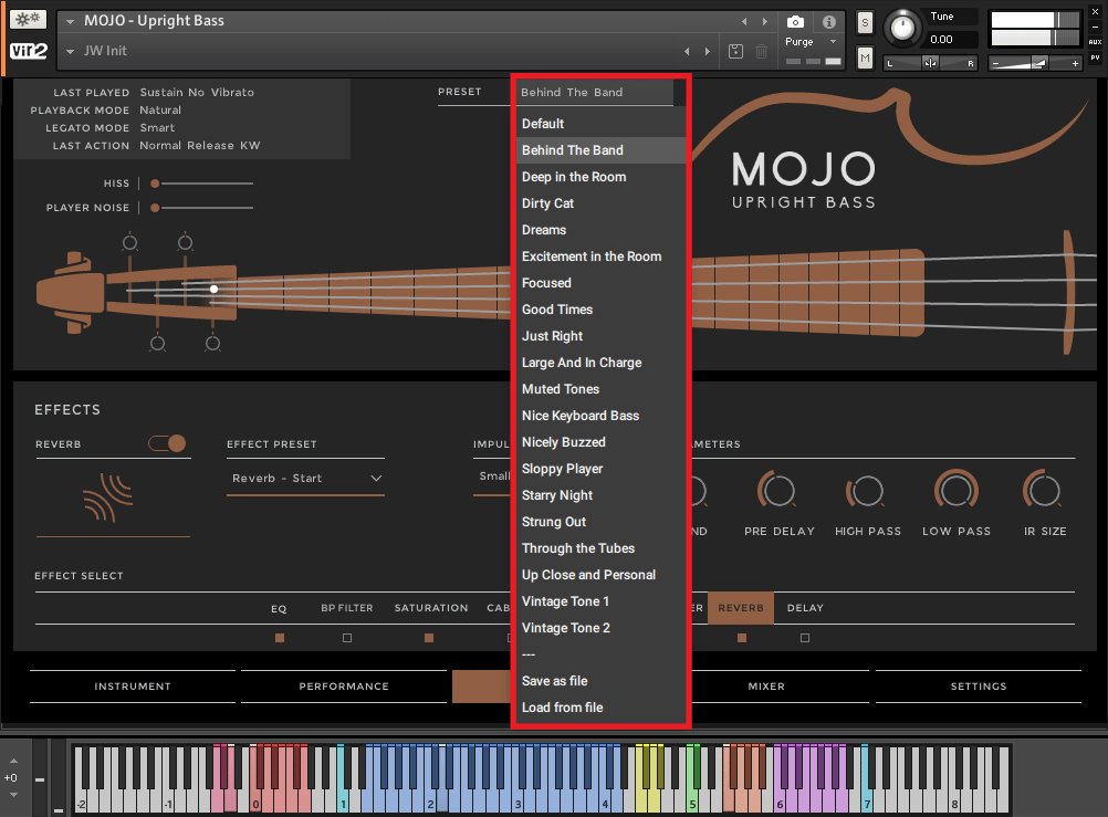 MOJO: UPRIGHT BASSのプリセット