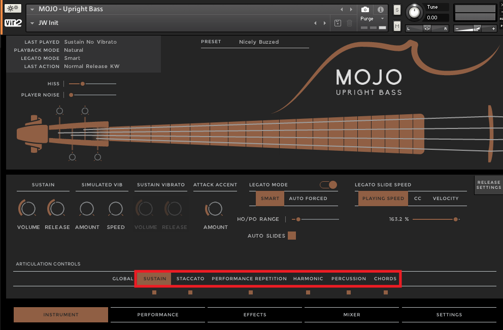 MOJO: UPRIGHT BASSのアーティキュレーション