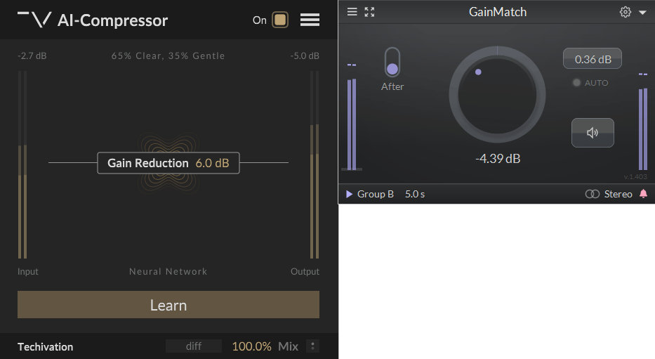Techivation AI-Compressor と GainMatch