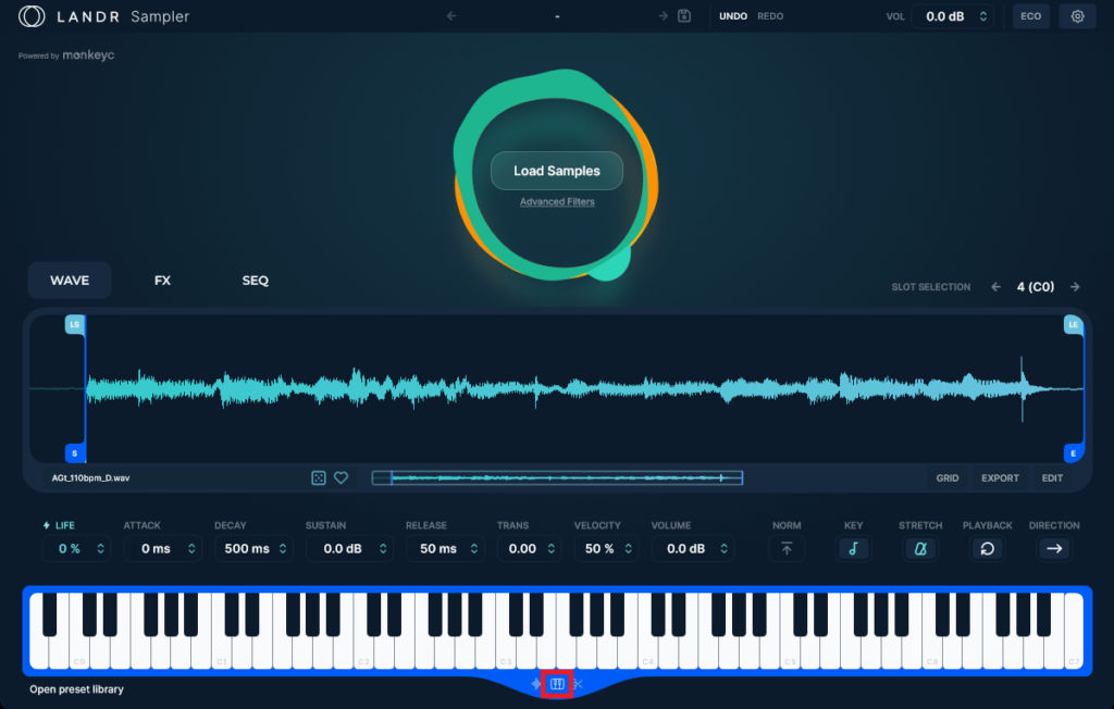 LANDR Sampler のchromatic mode