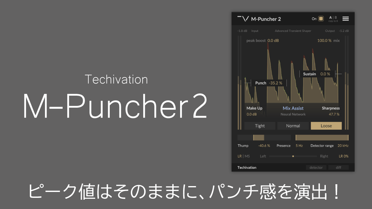 Techivation M-Puncher2 レビュー ピーク値はそのままにパンチ感を演出！