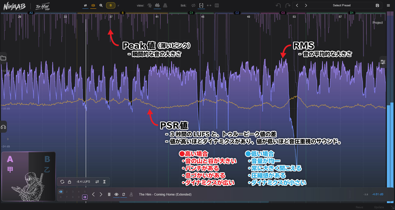 Peak・RMS・PSRの説明